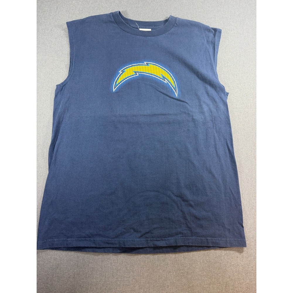 NFL Los Angeles Chargers Sleeveless Muscle Tee Navy Blue Lightning Bolt Mens L